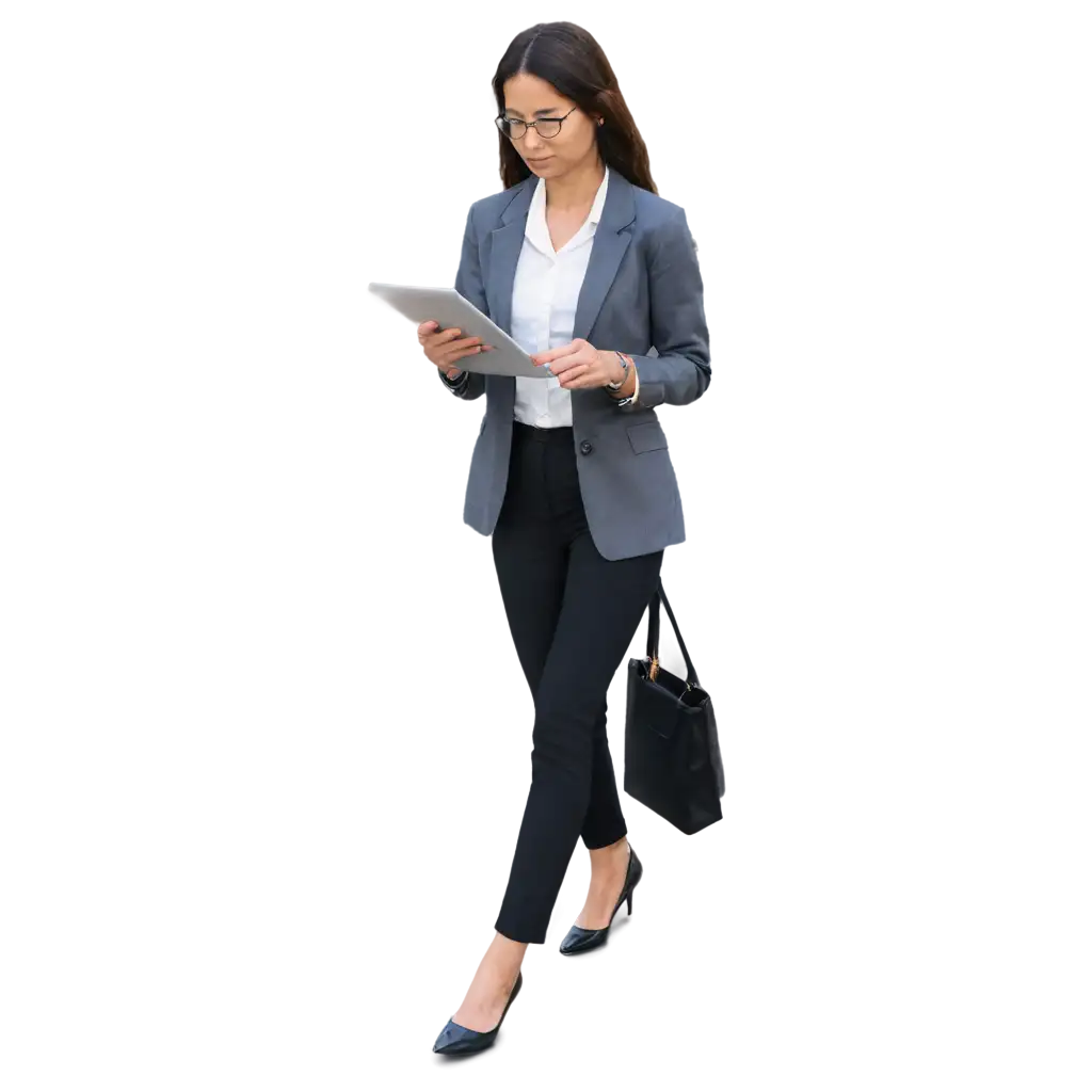 Professional-Business-Woman-Holding-an-iPad-PNG-Image-for-Corporate-and-Tech-Use