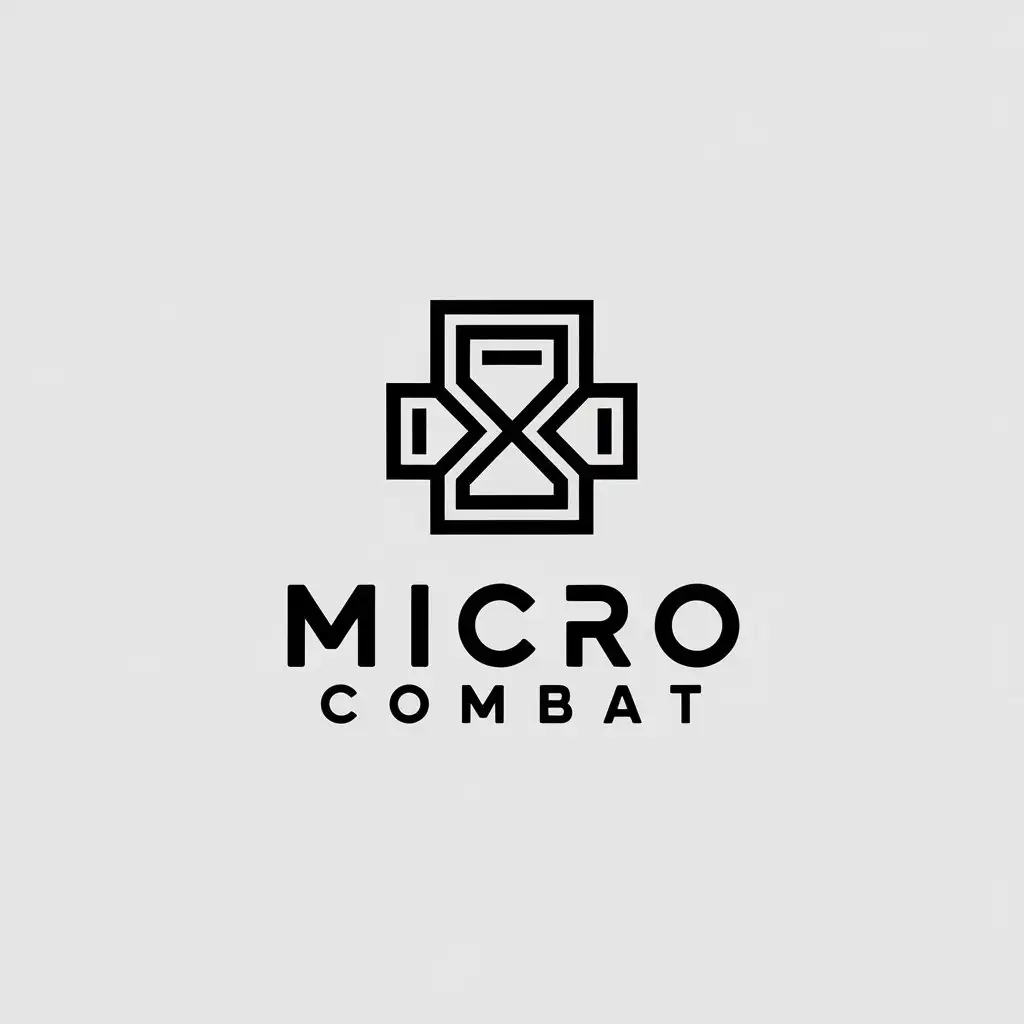 a vector logo design,with the text "micro combat", main symbol:geometric lines,Minimalistic,be used in Technology industry,clear background