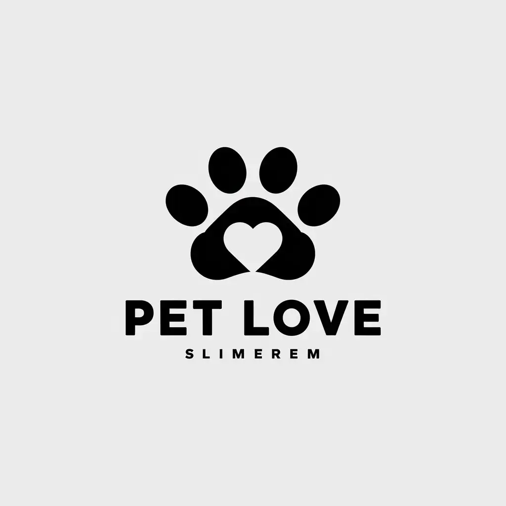 LOGO-Design-for-Pet-Love-Claw-Mark-and-Love-Heart-Symbol-in-Minimalistic-Style