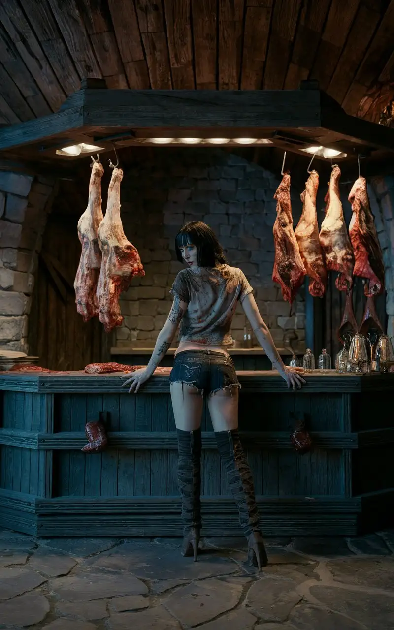 Dark-Fantasy-Slaughterhouse-Scene-with-Beautiful-Woman-in-High-Heels