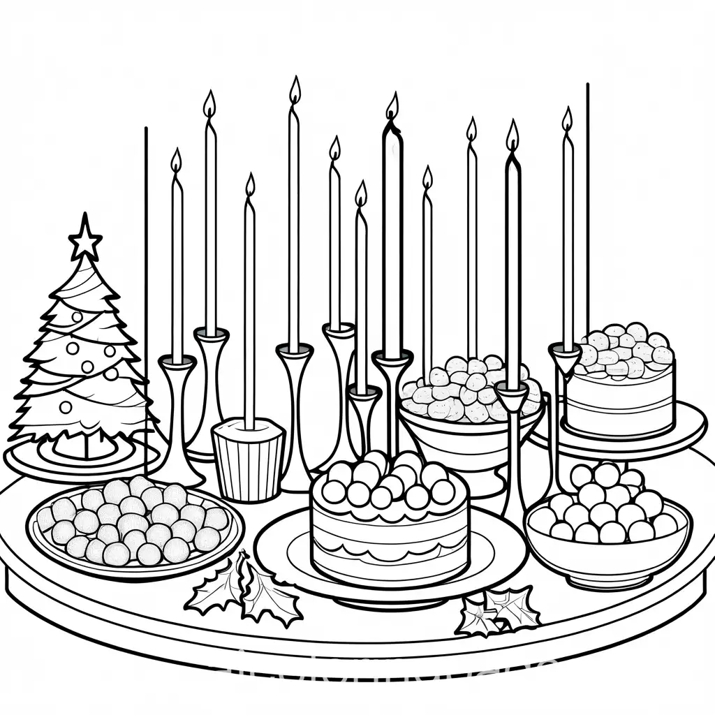 Holiday-Table-Decorated-with-Candle-and-Treats-for-Kids