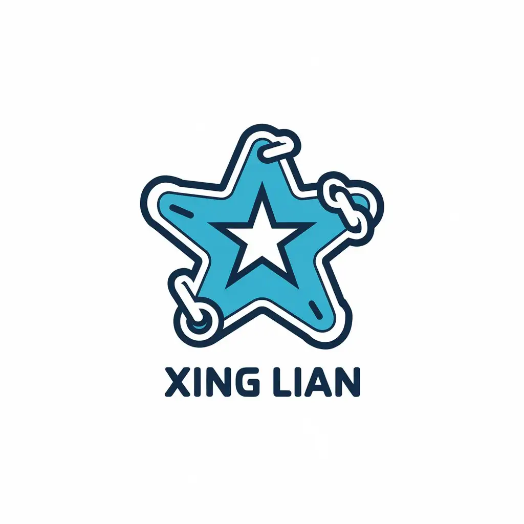 a vector logo design,with the text "Xing Lian", main symbol:starlight; chain;,Moderate,be used in Internet industry,clear background