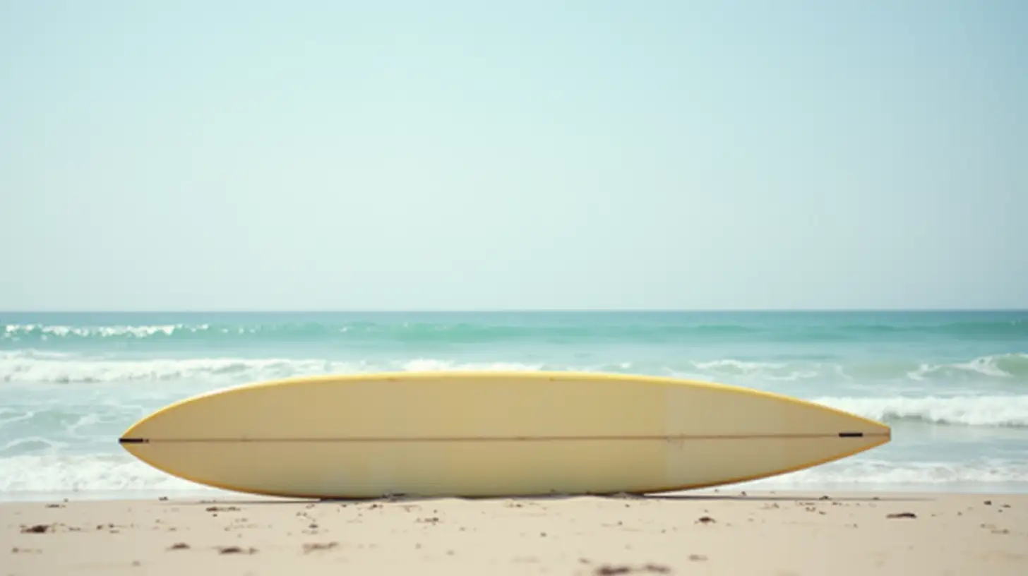 Sideways Blank Surfboard on Beach