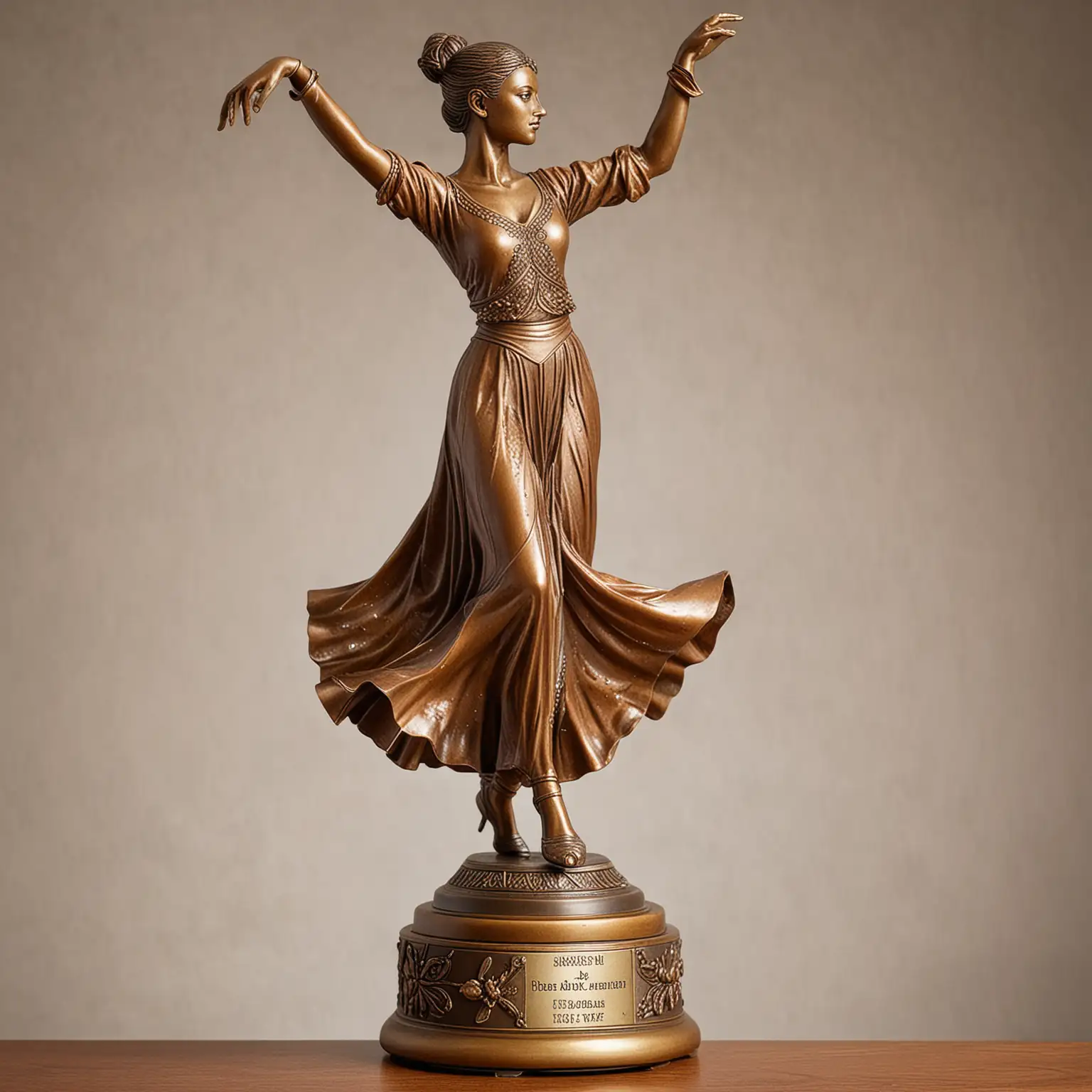 Bronze Trophy with Modestly Dressed Dancer