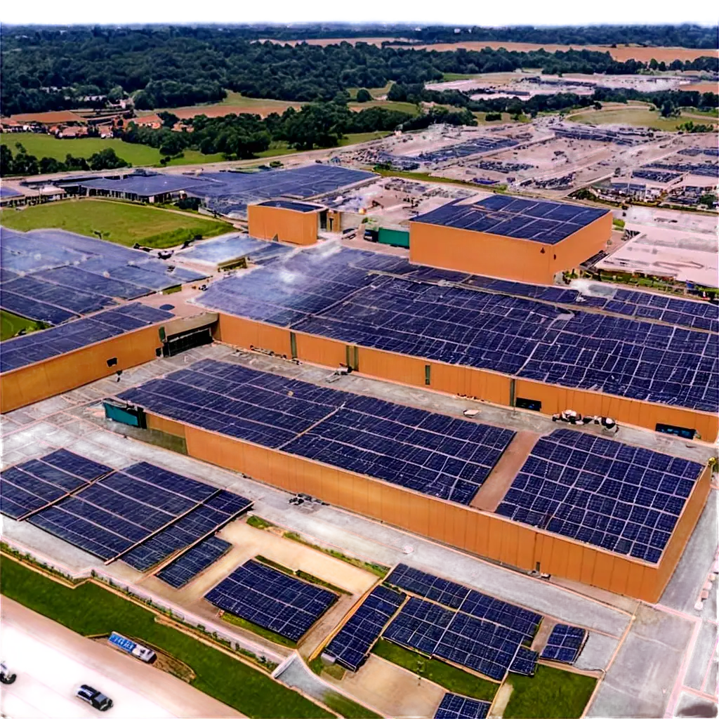 WideAngle-PNG-Image-of-a-Shopping-Mall-with-Solar-Panels-on-Roofs-and-Fields