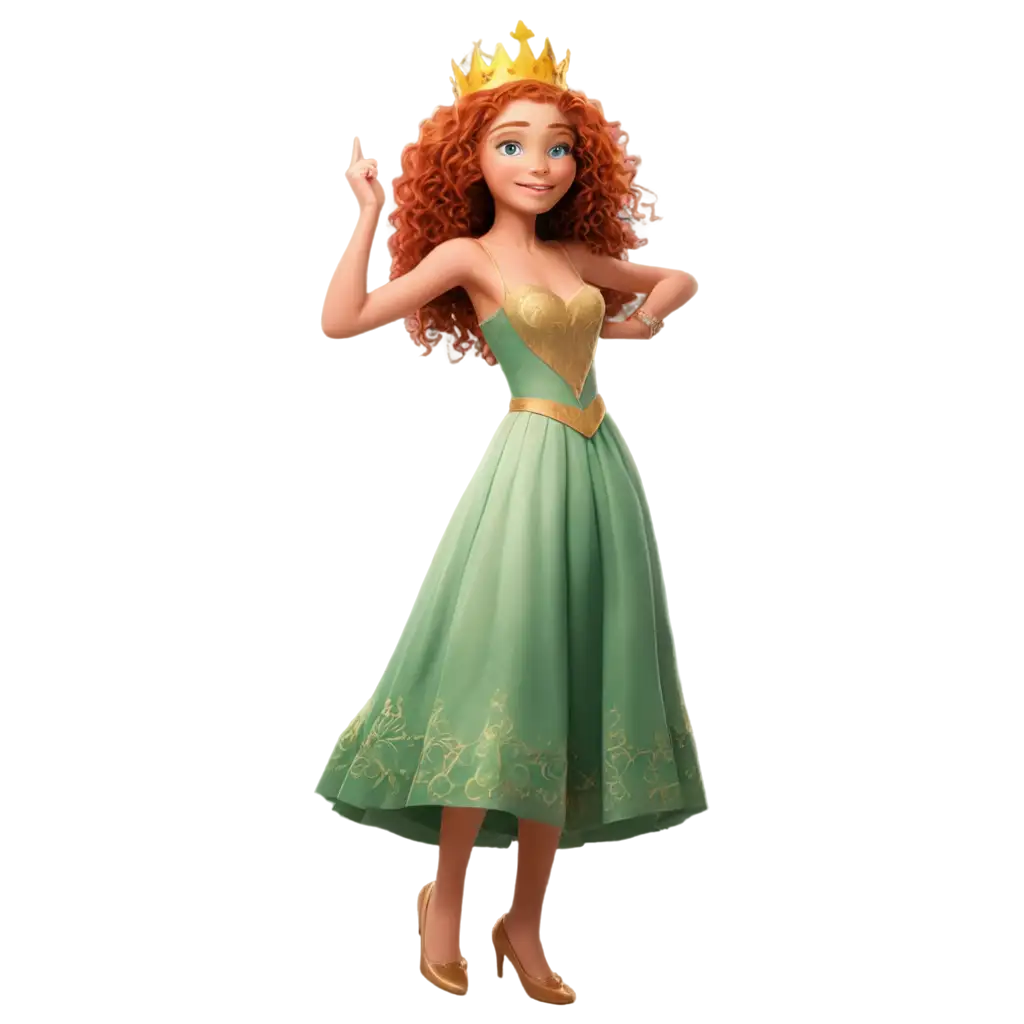PNG-Image-of-a-Playful-Cartoon-Princess-with-Fiery-Hair-and-Golden-Crown