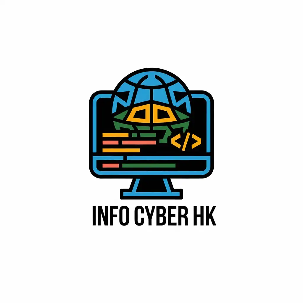 LOGO Design for Info Cyber HK Vector with Computer Web Net Programming Code Theme for Education Industry