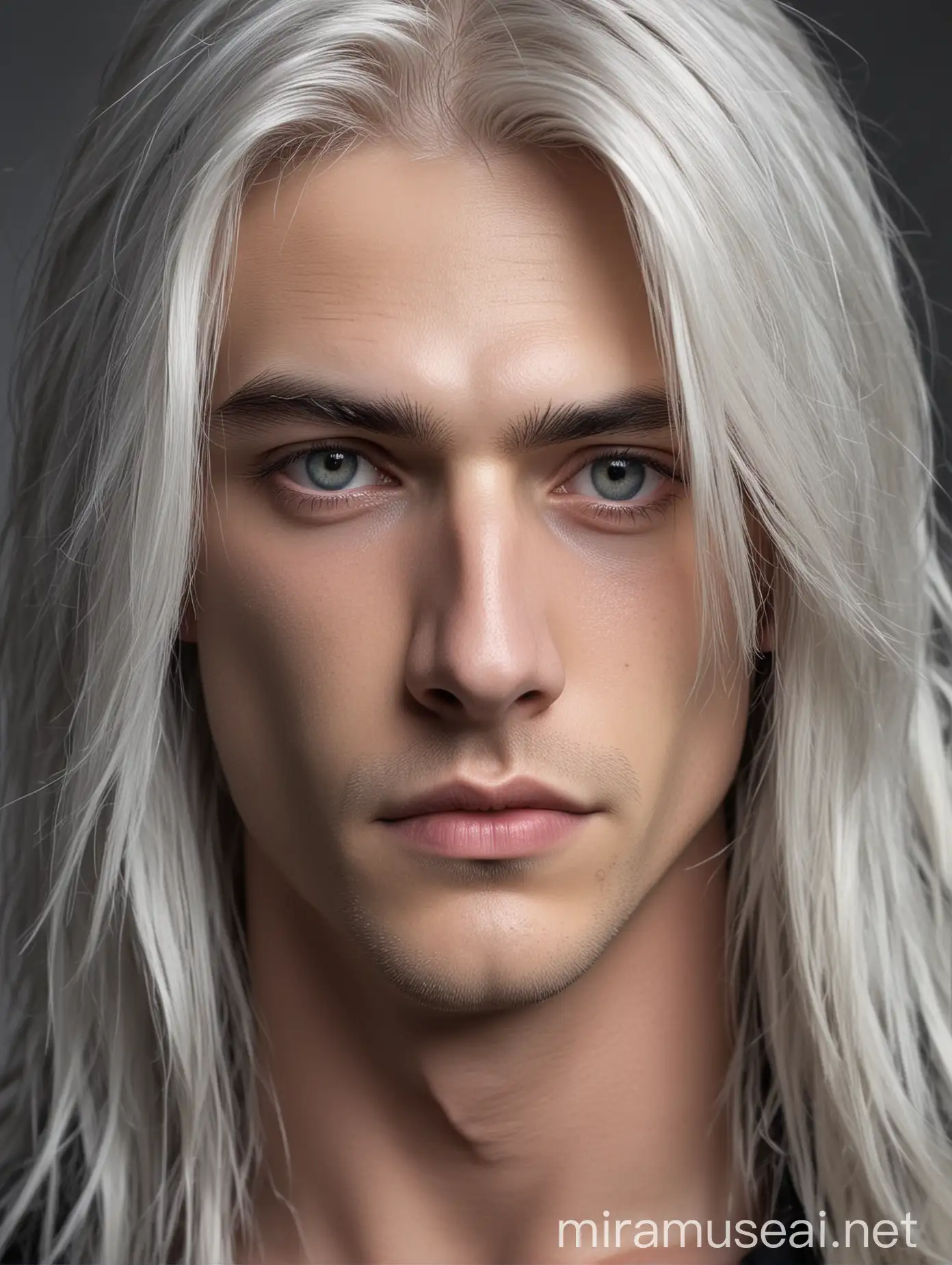 Mysterious Male Character with Silver Hair and Scar