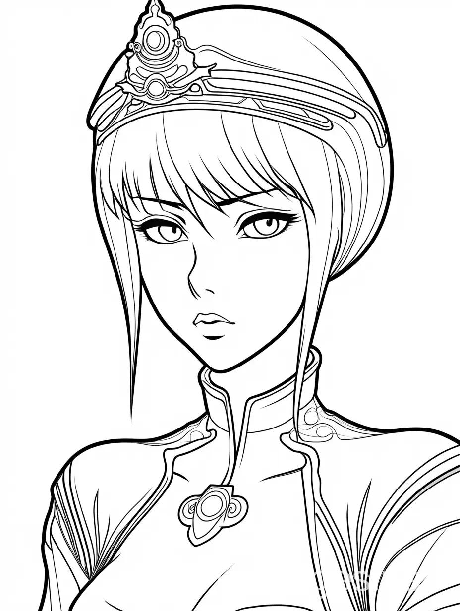 Majestic-Major-Motoko-Kusanagi-as-a-Princess-in-a-Simple-Coloring-Page