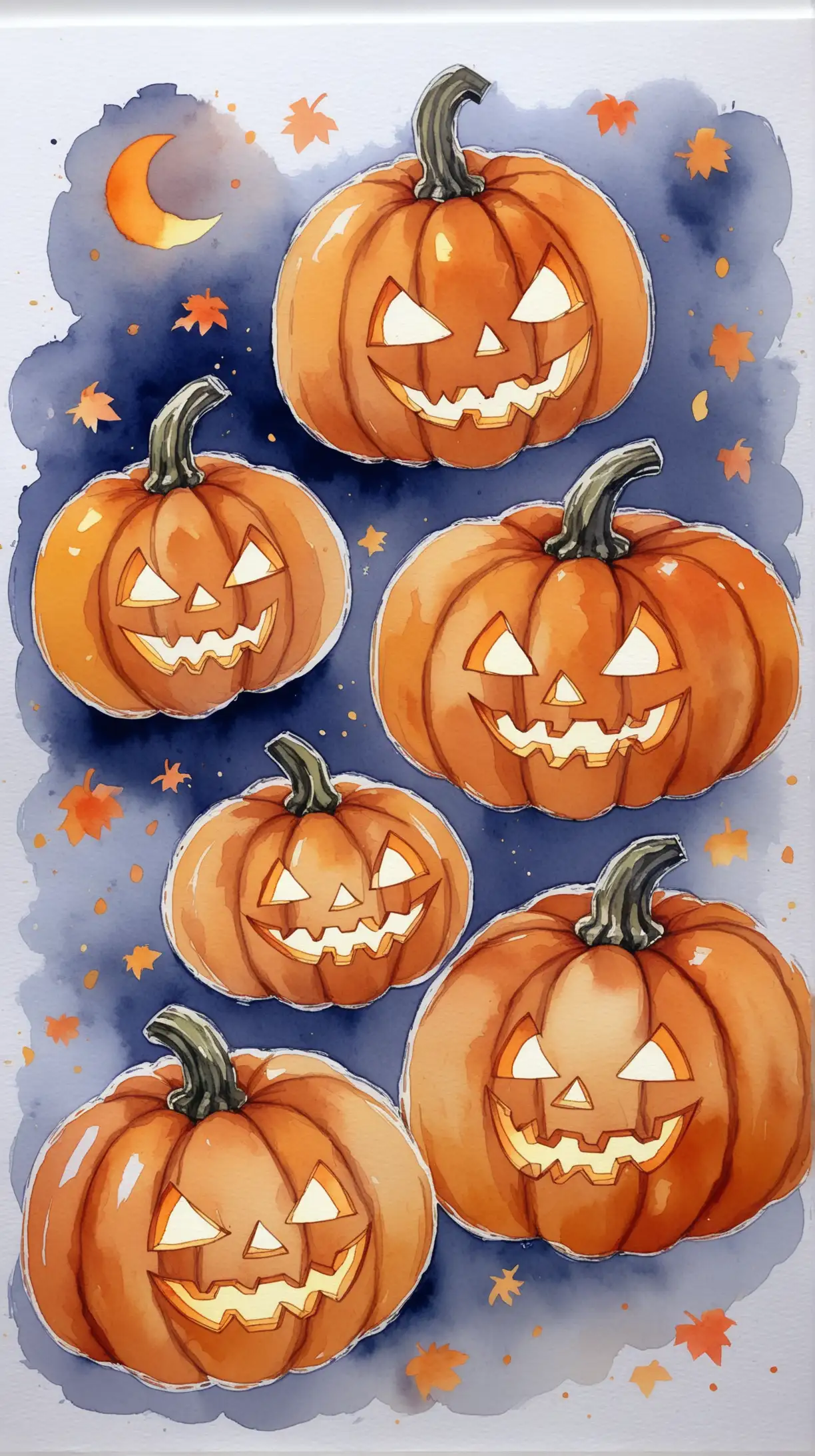 Charming Watercolor JackoLantern Illustration