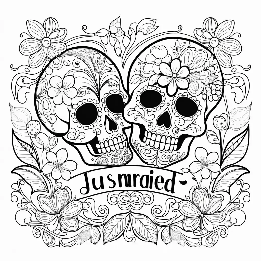 Just-Married-Sugar-Skull-Coloring-Page-for-Kids