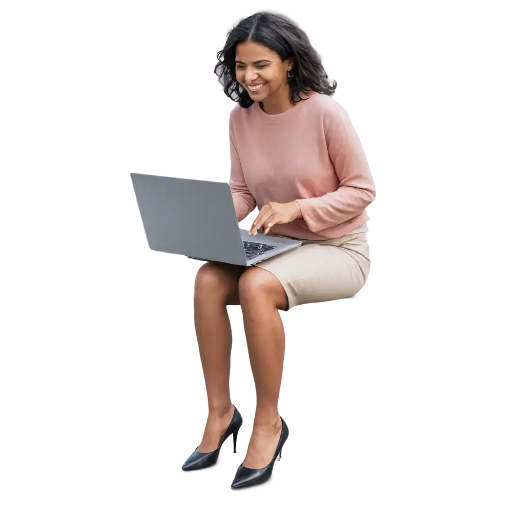 Joyful-Interaction-A-PNG-Image-of-a-Person-Engaging-with-a-Happy-Laptop