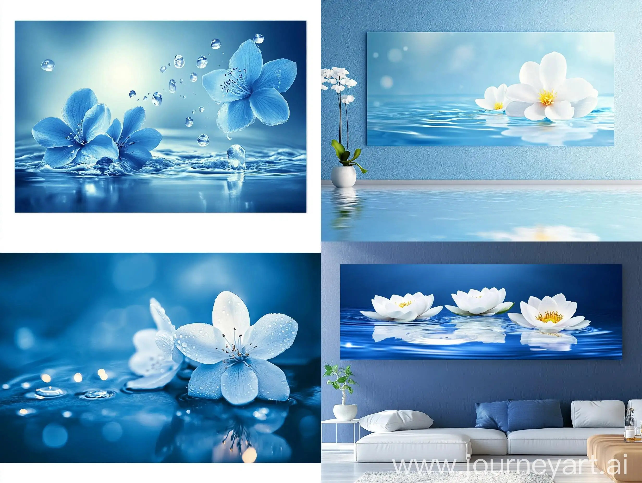 Vibrant-Blue-Poster-with-Water-Flower-Elements