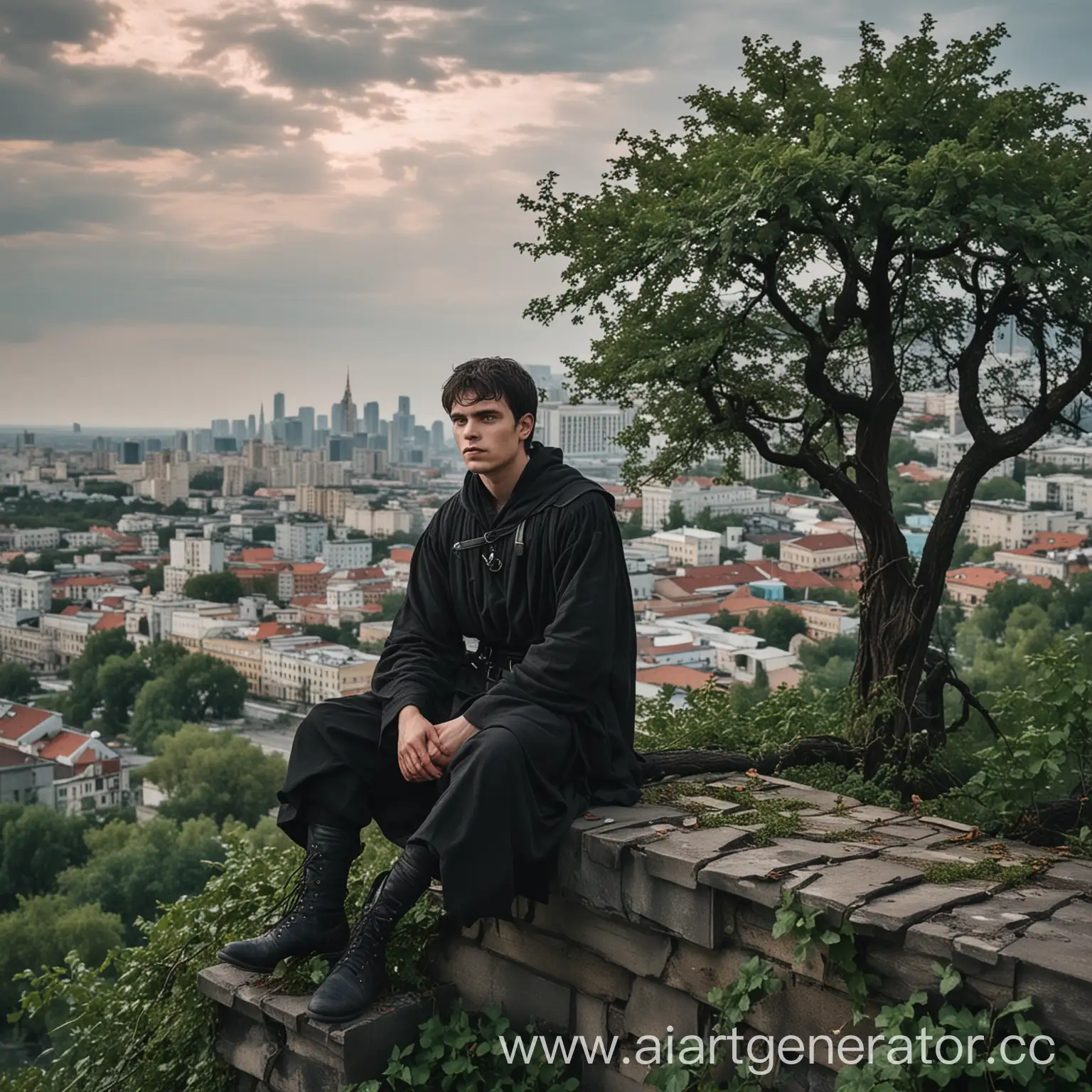 Russian-Mage-on-Soviet-Building-Roof-with-World-Tree-in-Ruined-City