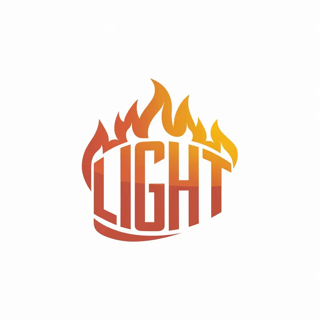 a vector logo design,with the text "LIGHT", main symbol:No need for other symbols, font wrapped by flames,Minimalistic,be used in Internet industry,clear background