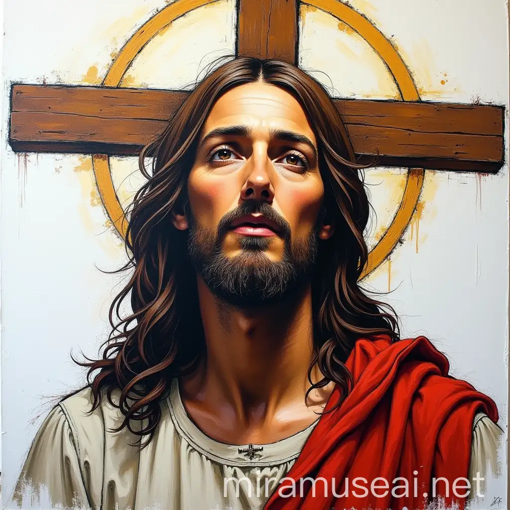 Jesus Christ Cross Oil Painting Abstract Art Portrait