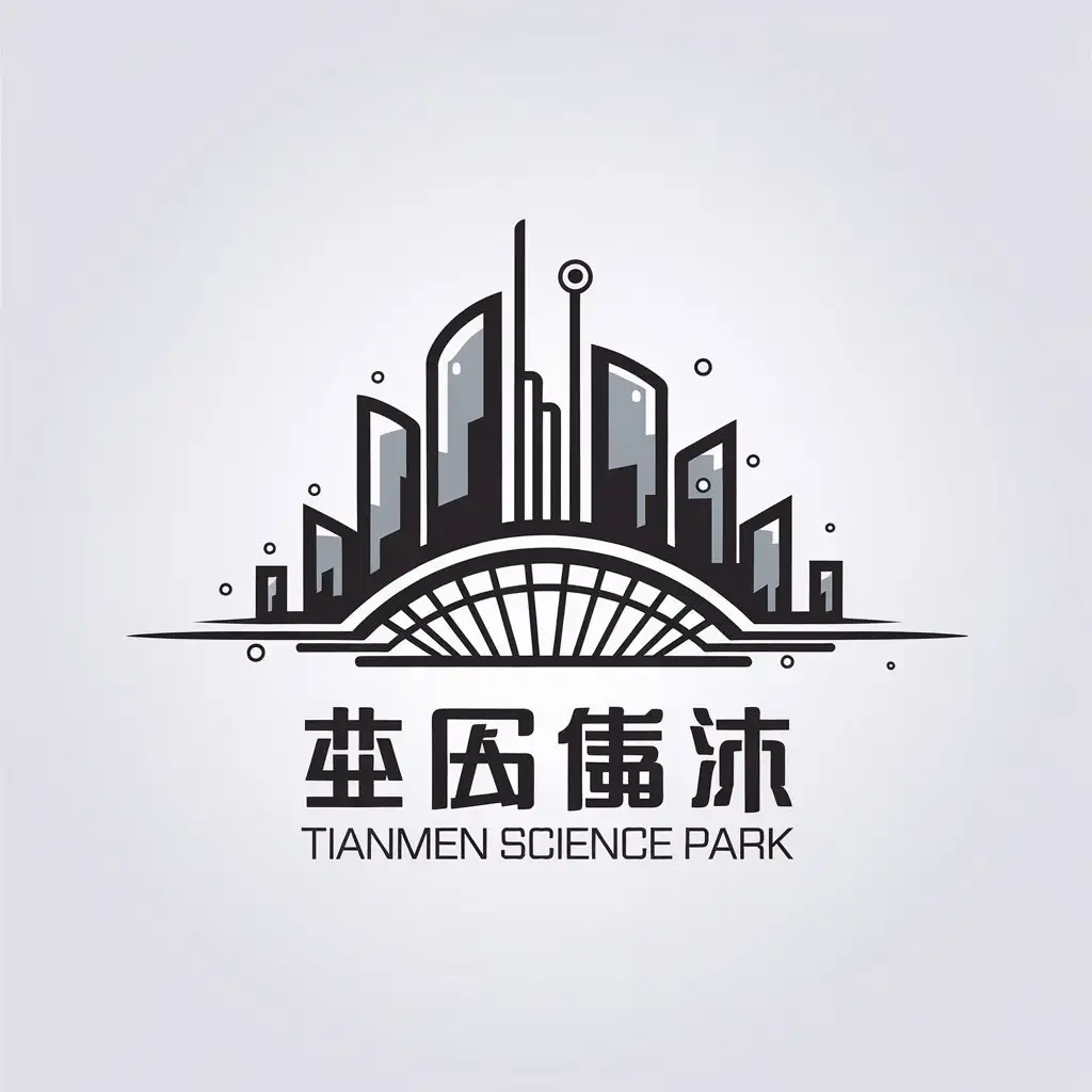 a vector logo design,with the text "Tianmen Science Park", main symbol:Require theme to be prominent and creatively unique, reflecting the technology, innovation, and future feel of Tianmen Sci-Tech Park, while incorporating elements of local Tianmen culture. Create a distinctive and easily recognizable visual image for promotional and applicational purposes. The design should embody positive implications and accurately convey the mission and vision of Tianmen Sci-Tech Park as a national incubator.,Minimalistic,be used in Technology industry,clear background