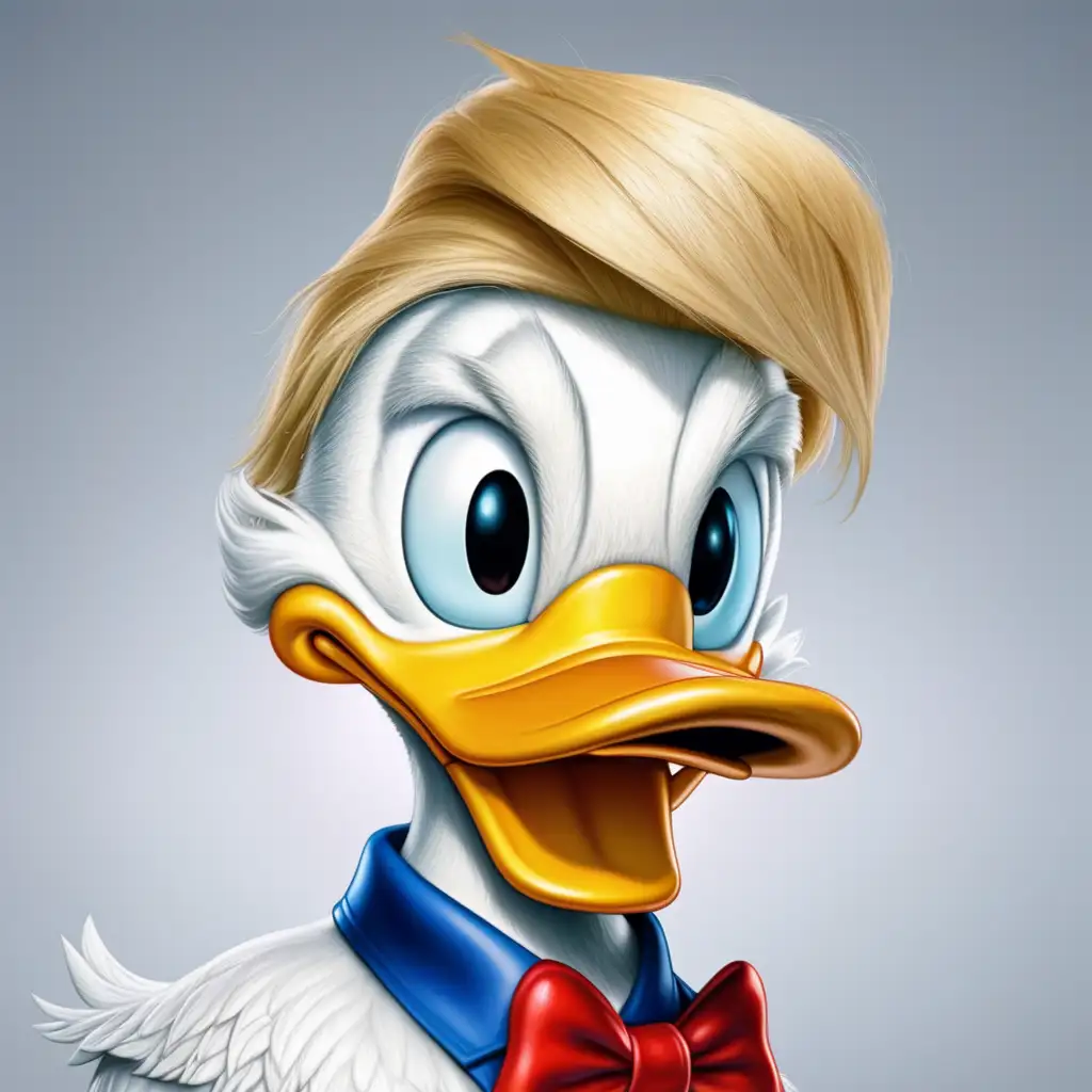 Donald Duck with hairstyle of Donald Trump