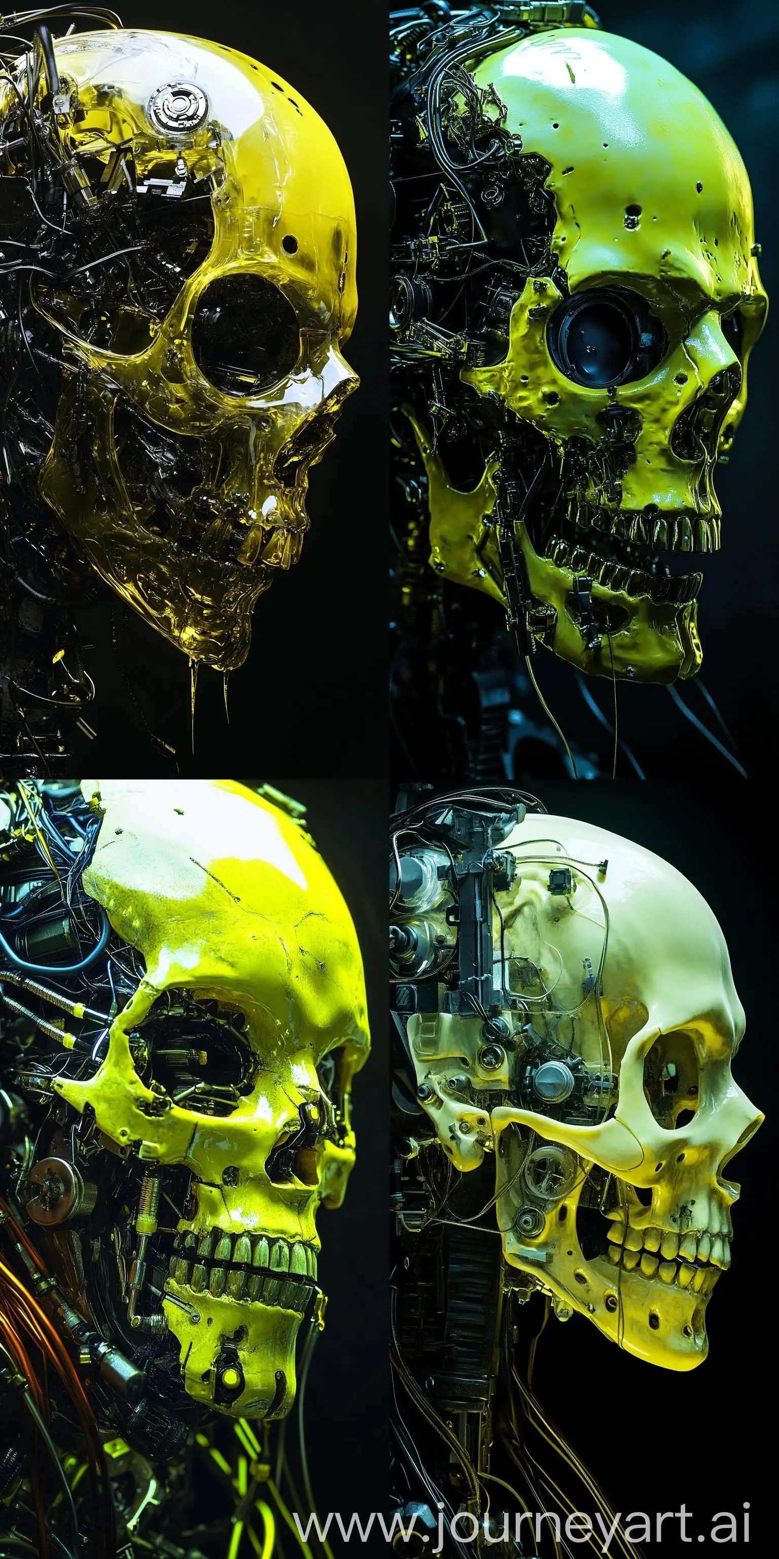 Detailed-Yellow-Fluorescence-Color-Cybernetic-Skull-with-Organic-and-Machine-Elements