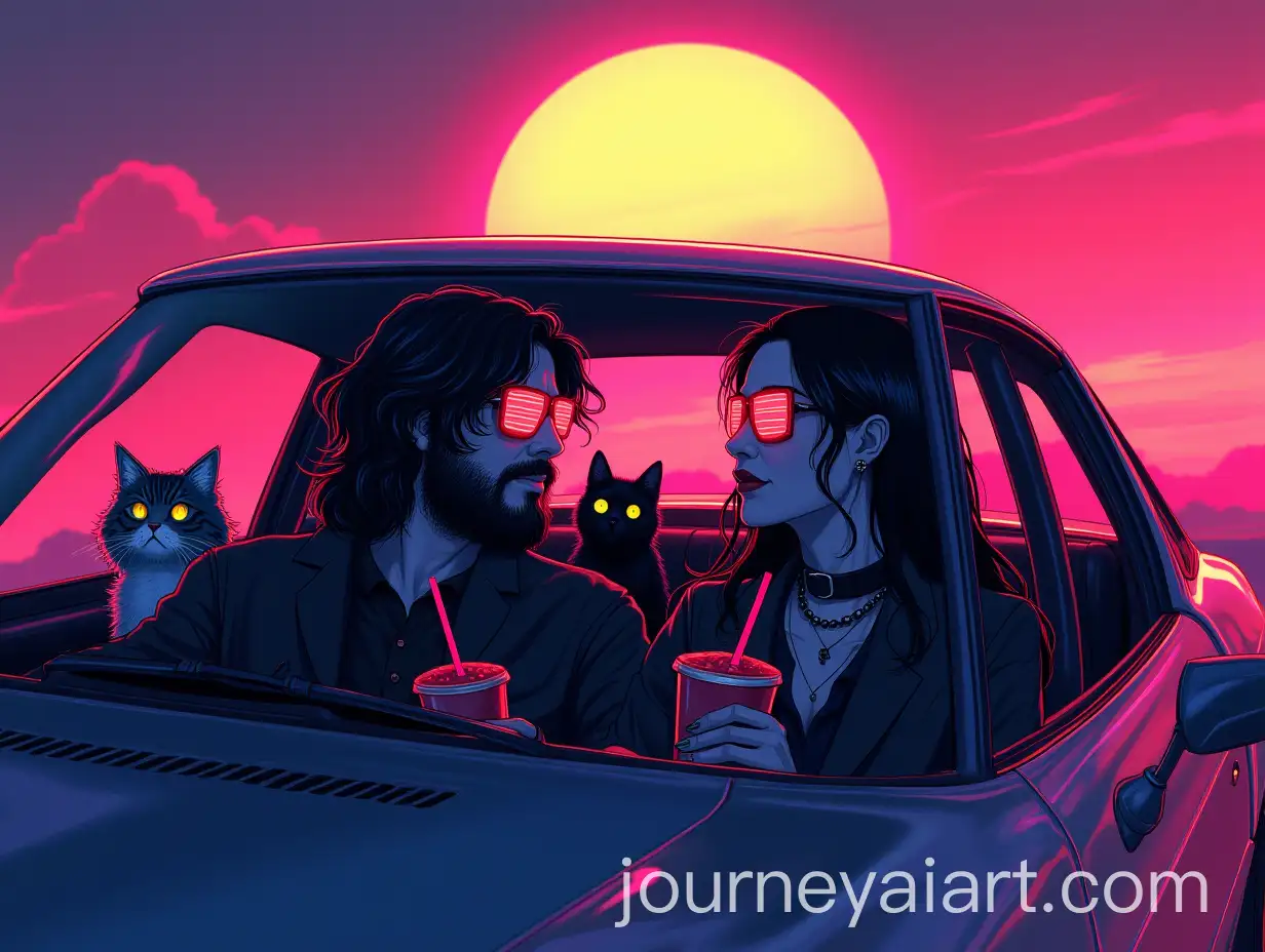 Futuristic-Family-Road-Trip-in-Space-with-Synthwave-Sunset