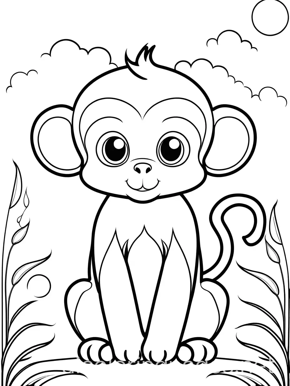 Simple-Monkey-Coloring-Page-for-Kids