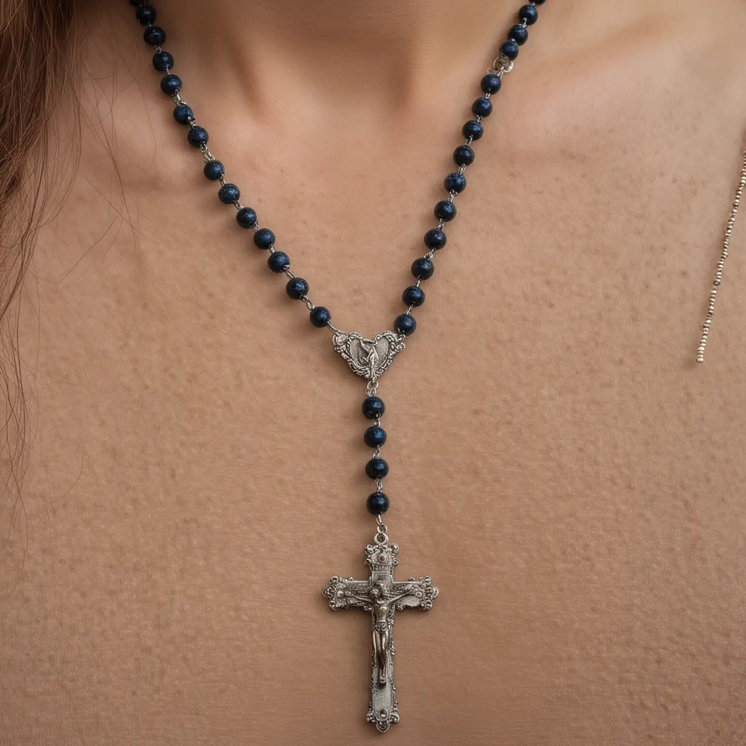 Person Holding Rosary Necklace
