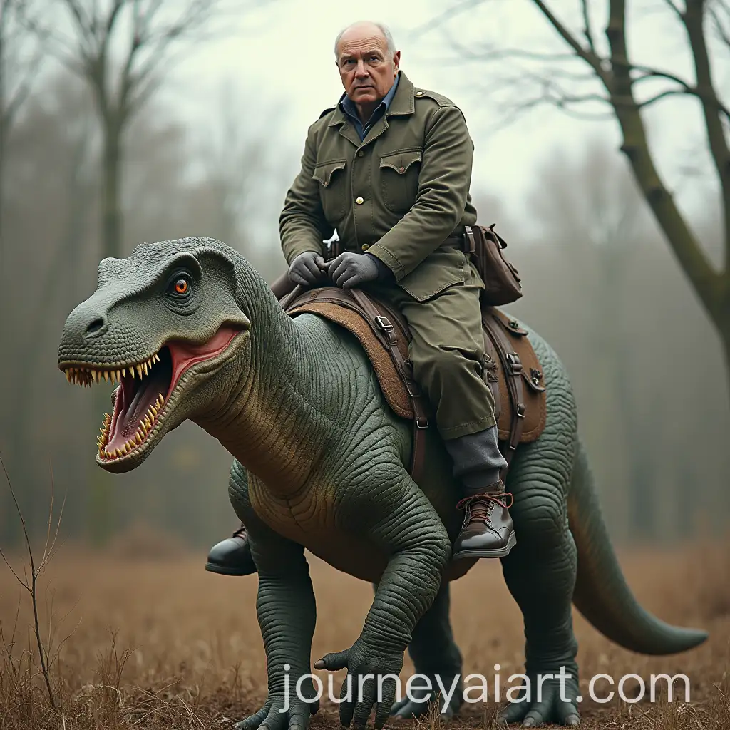 Lukashenko-Riding-a-Dinosaur-in-a-Surreal-Landscape