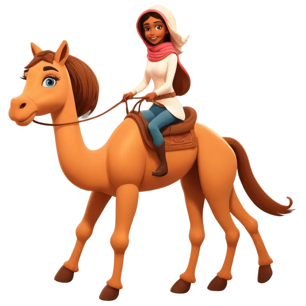 Cartoon-Woman-Riding-Camel-PNG-Image-Fun-and-Whimsical-Illustration