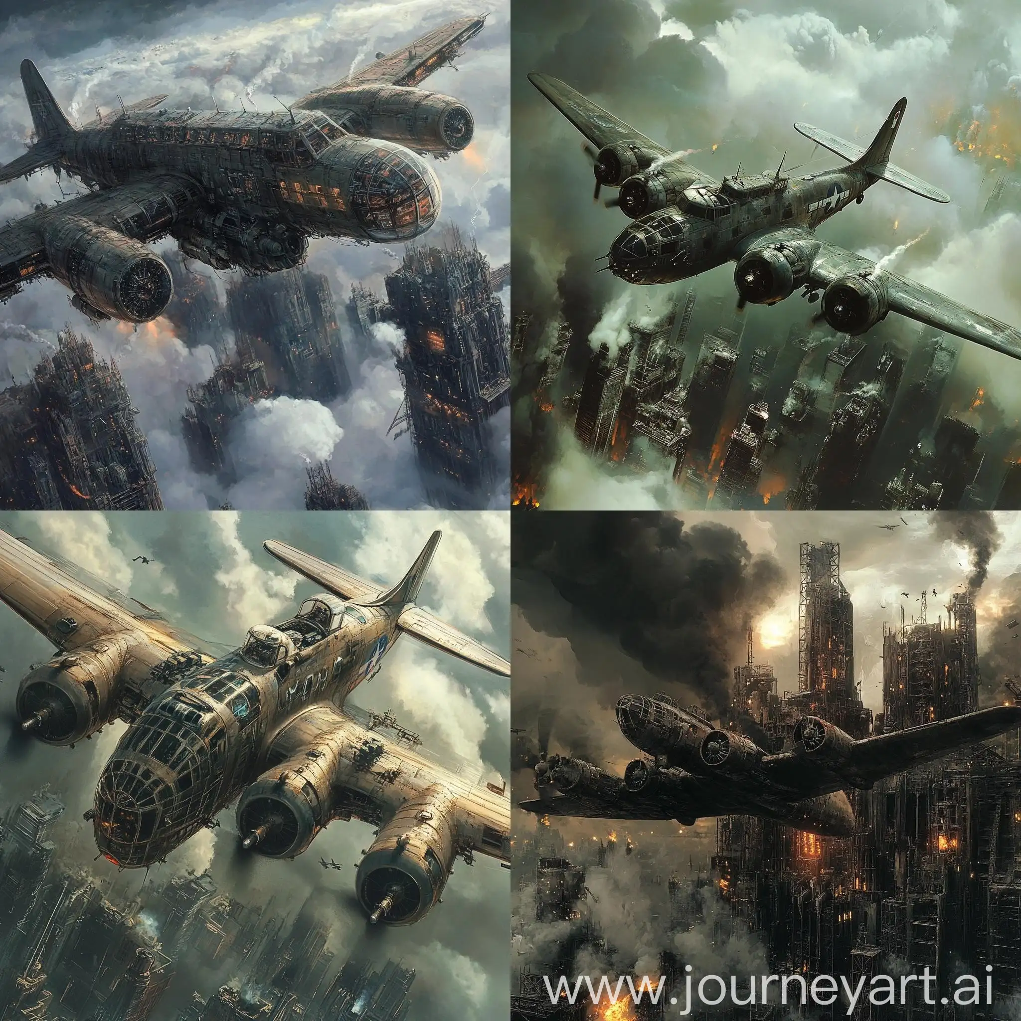 Dieselpunk-Flying-Fortress-with-Brutalist-War-Machine