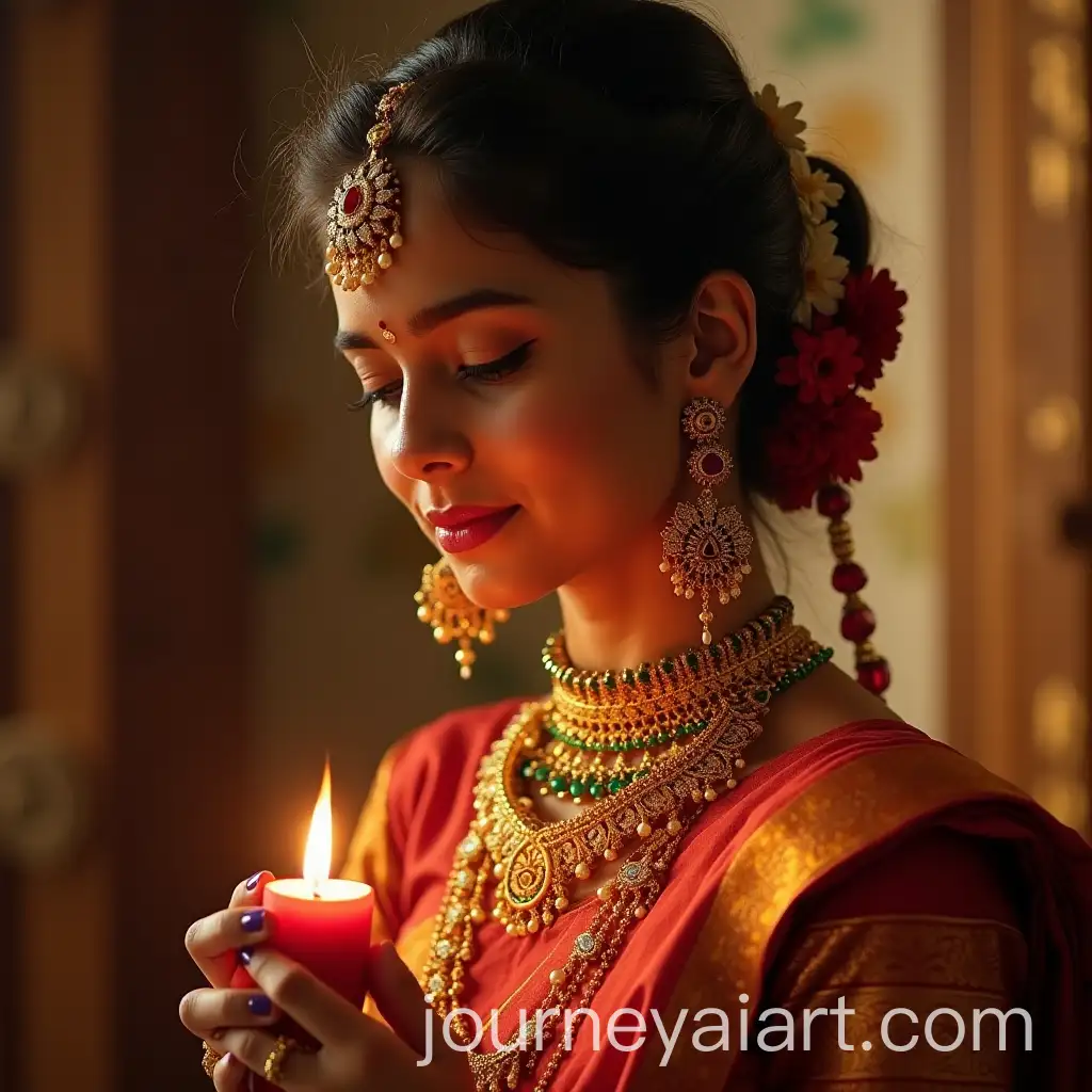 Indian-Girl-Performing-Puja-in-Traditional-Jewelry-with-Side-Pose