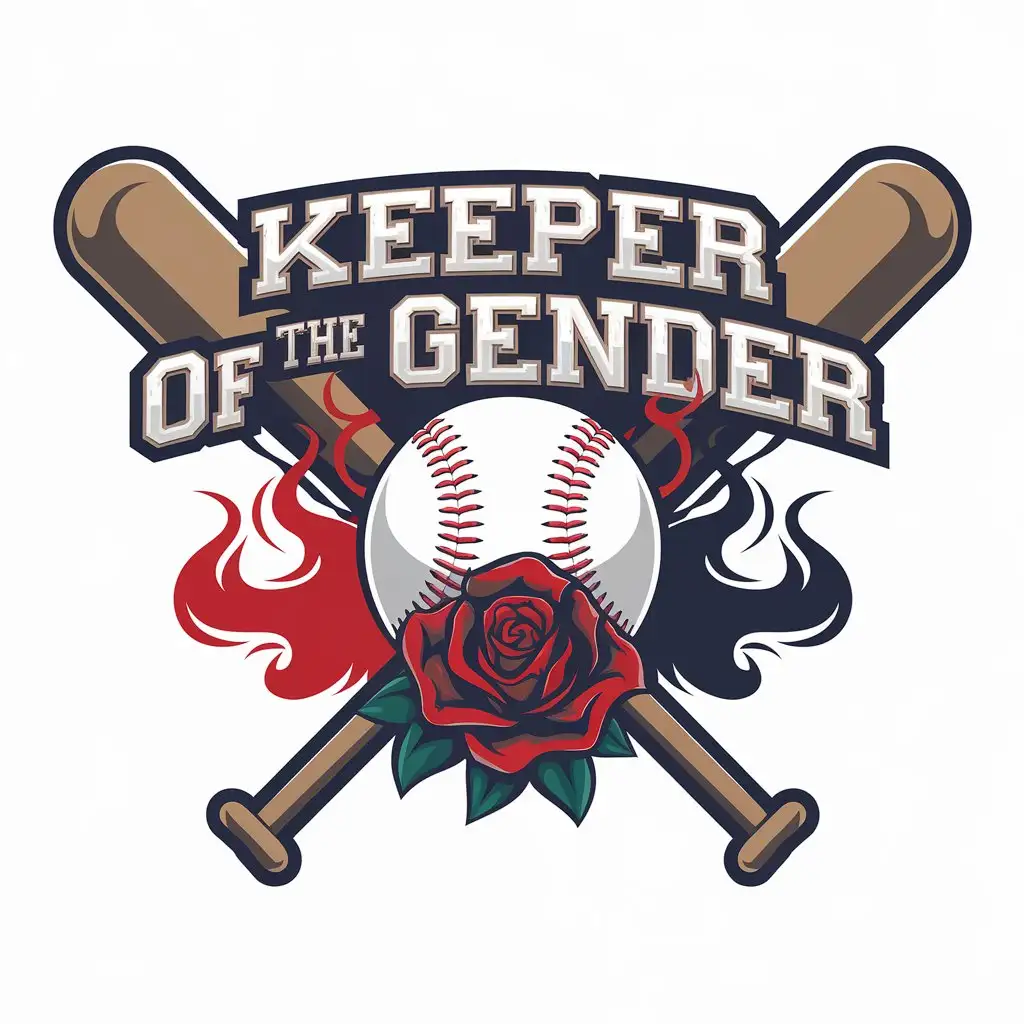 LOGO Design for Keeper of the Gender Baseball Red Rose Red and Navy Blue Smoke with Fancy Font Theme