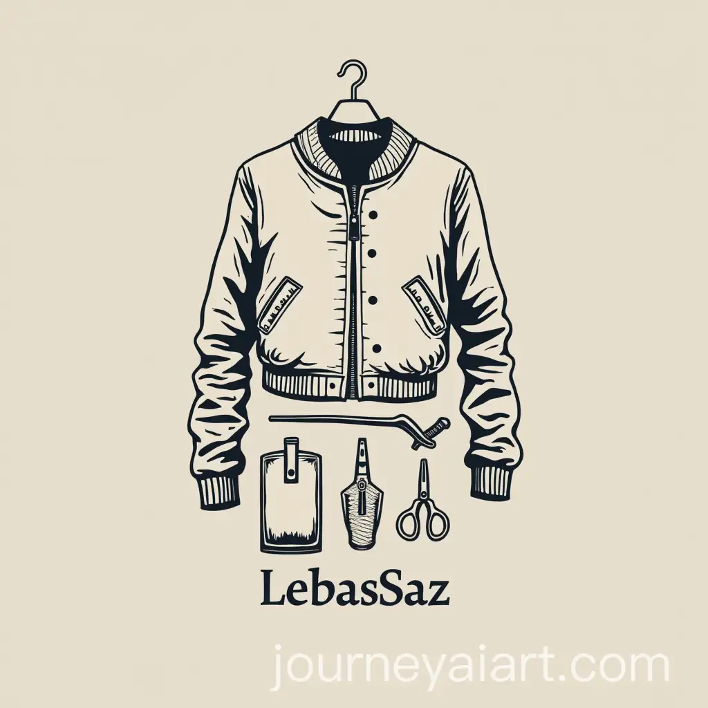 Minimal-Logo-Design-for-LebasSaz-Brand-with-Clothing-and-Sewing-Tools-Elements