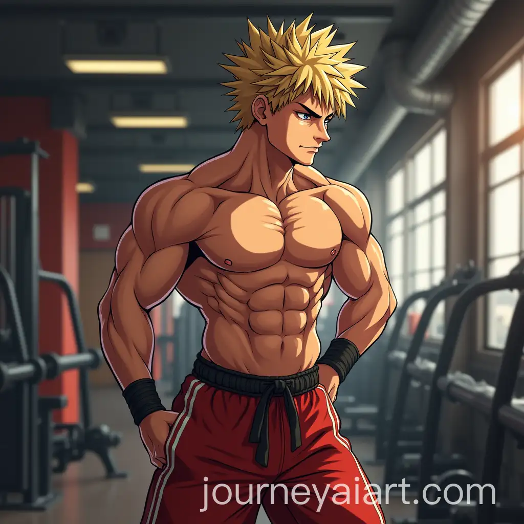 Bakugo-Katsuki-as-a-Personal-Trainer-in-a-Gym-Kohei-Horikoshi-Style