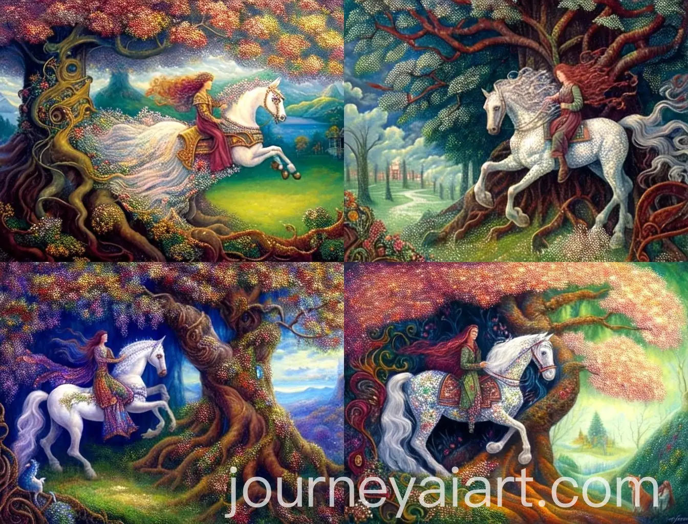 Celtic-Hawthorne-Tree-with-Guinevere-Riding-a-White-Horse