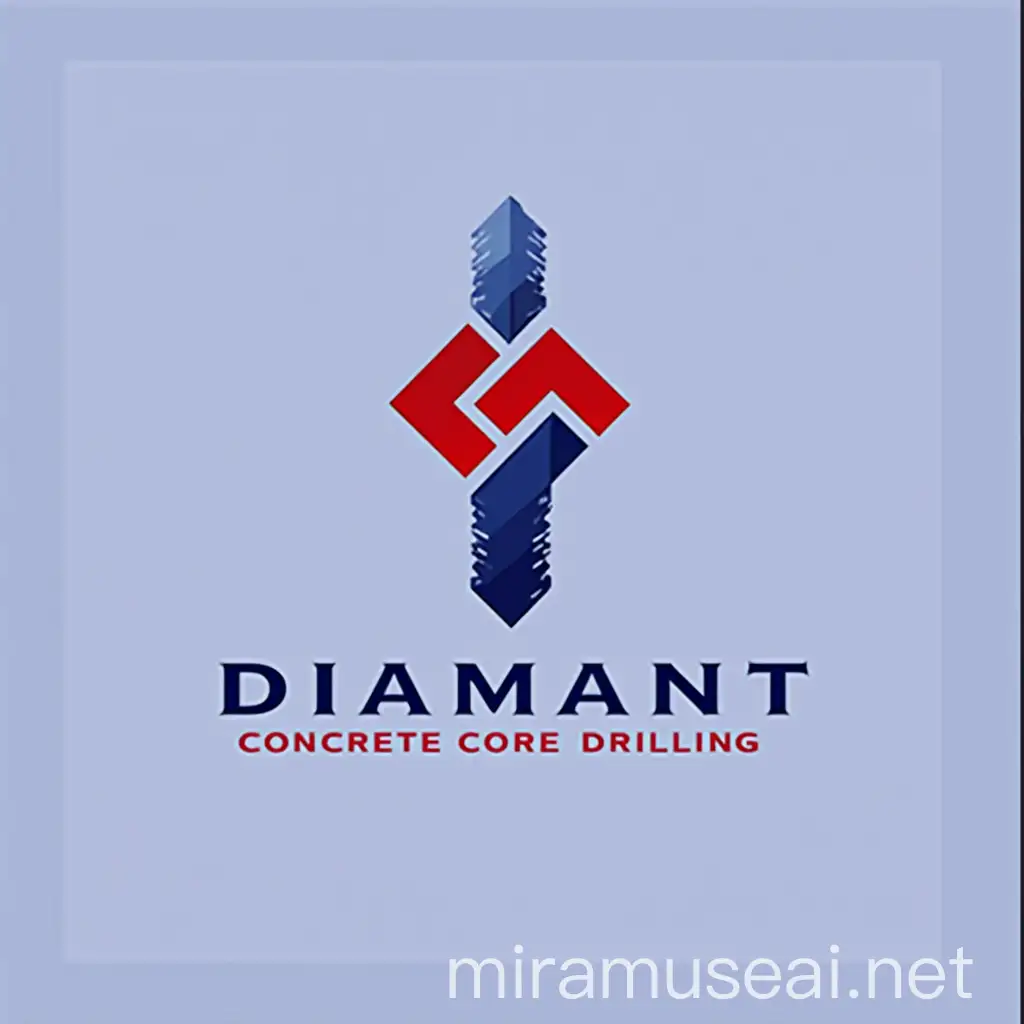 Minimalistic and Modern Logo Design for DIAMANT Concrete Core Drilling Company in Red and Blue