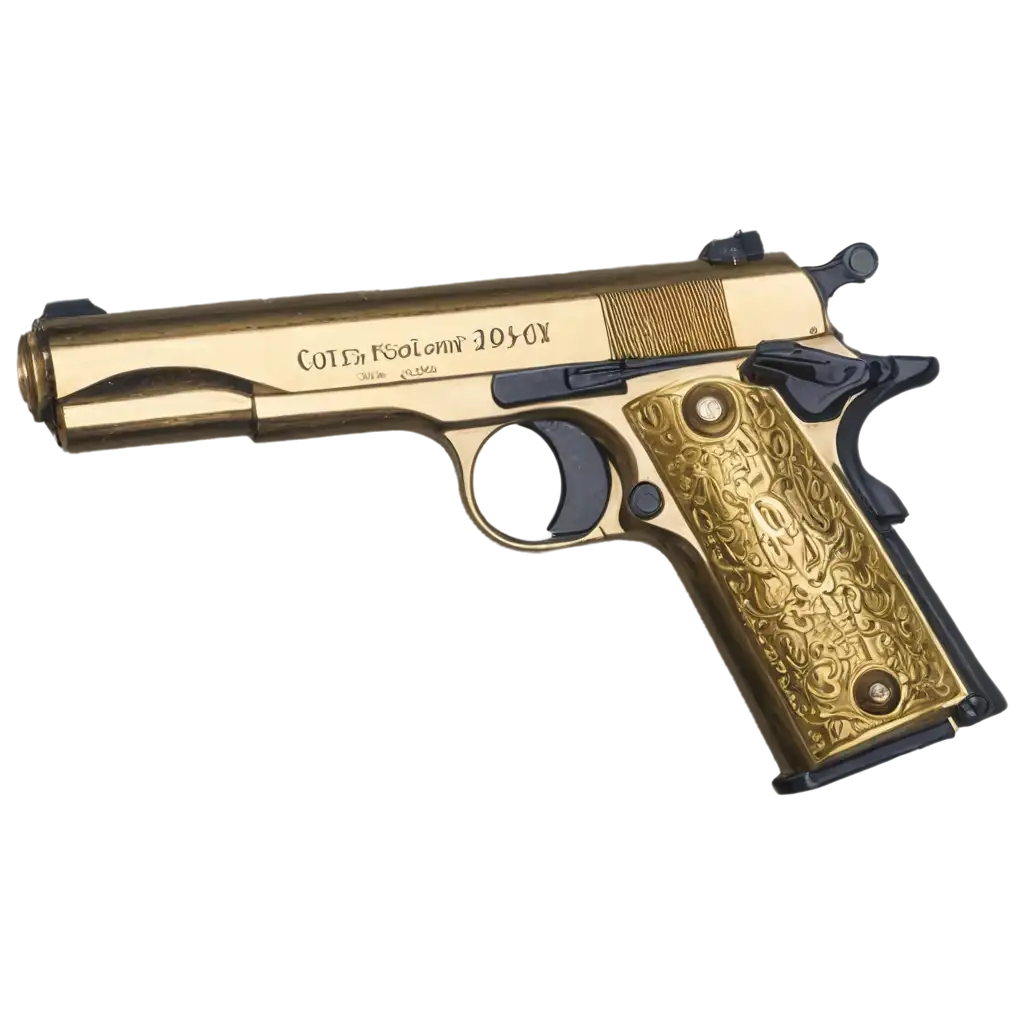 Stunning-Colt-1911-with-Gold-Plating-HighQuality-PNG-Image