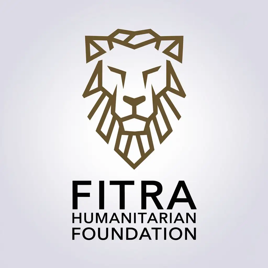 a vector logo design,with the text "Fitra Humanitarian Foundation", main symbol:León,Minimalistic,be used in Human rights industry,clear background