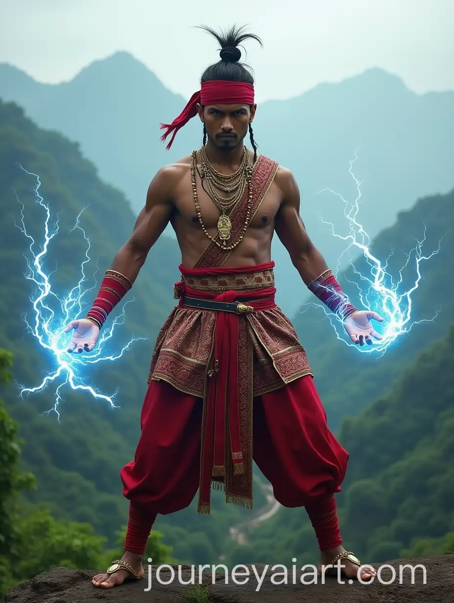 Javanese-Warrior-in-Traditional-Nusantara-Clothing-FiringAI-Image-Prompt-Expansion-Lightning-Energy