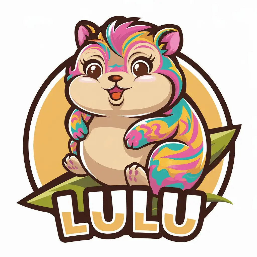 a vector logo design,with the text "LuLu", main symbol:A vector logo design, this is a Chinese studio, mainly featuring: plump, cute, round and lively animal, colorful and vibrant,complex,be used in Retail industry,clear background