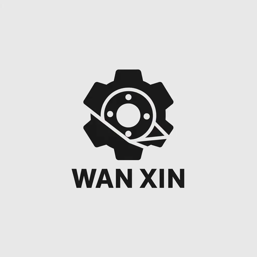 a vector logo design,with the text "Wan Xin", main symbol:industrial spare parts,Minimalistic,be used in Retail industry,clear background