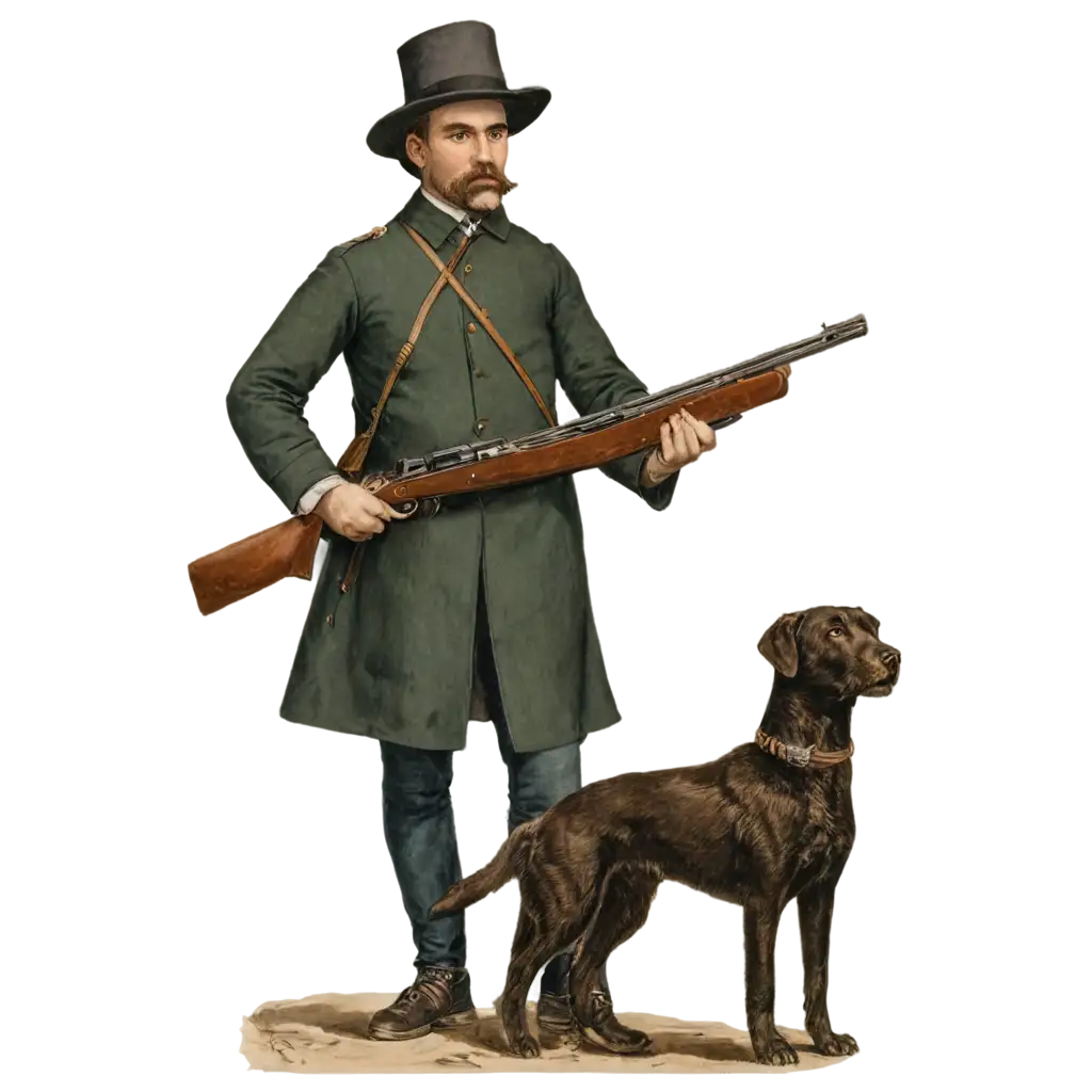 Hunter-with-Weapon-and-Dog-PNG-Image-from-Notes-of-a-Hunter-19th-Century-Artwork