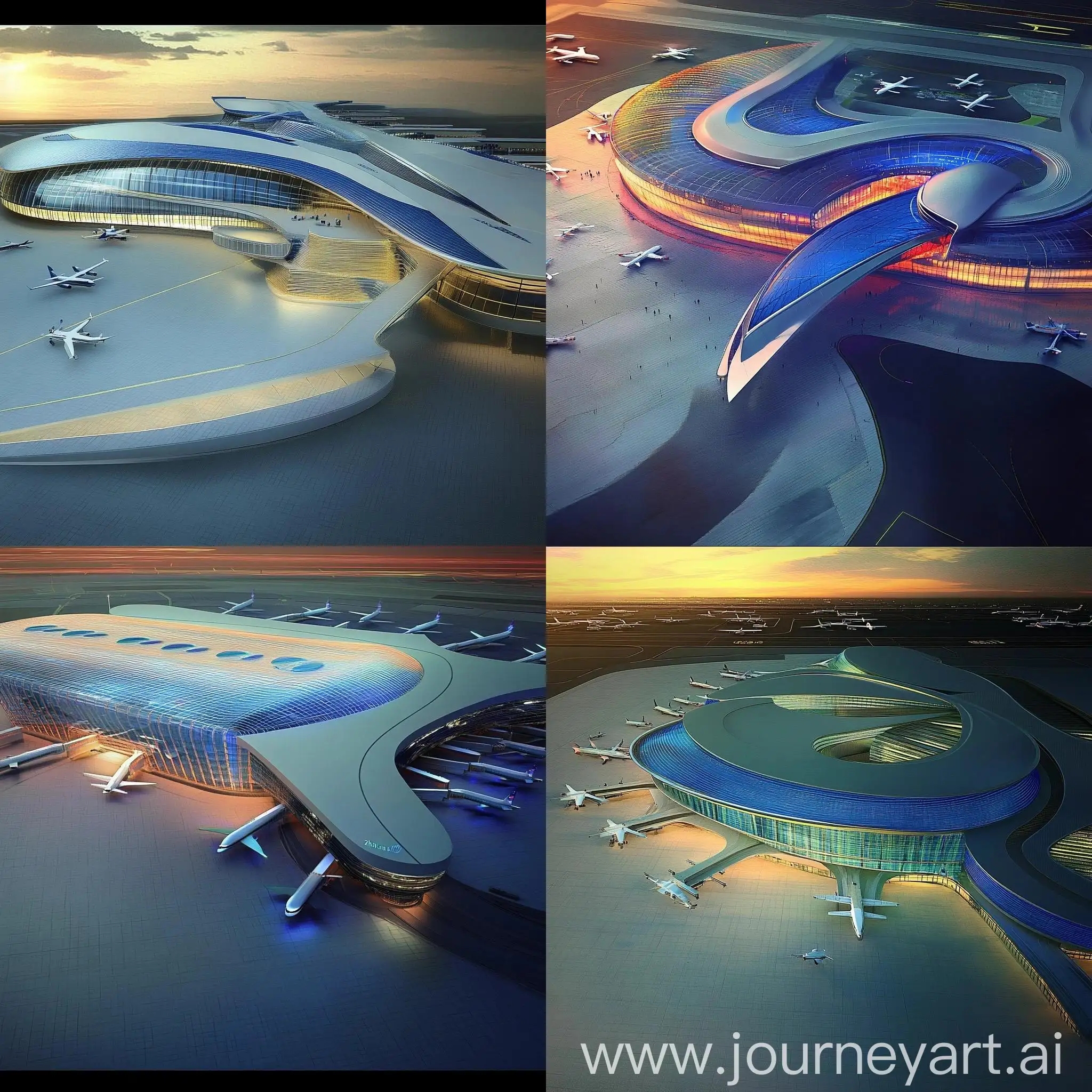 Futuristic-Airport-Terminal-Architecture-with-Colored-Glass-and-Modern-Aircraft