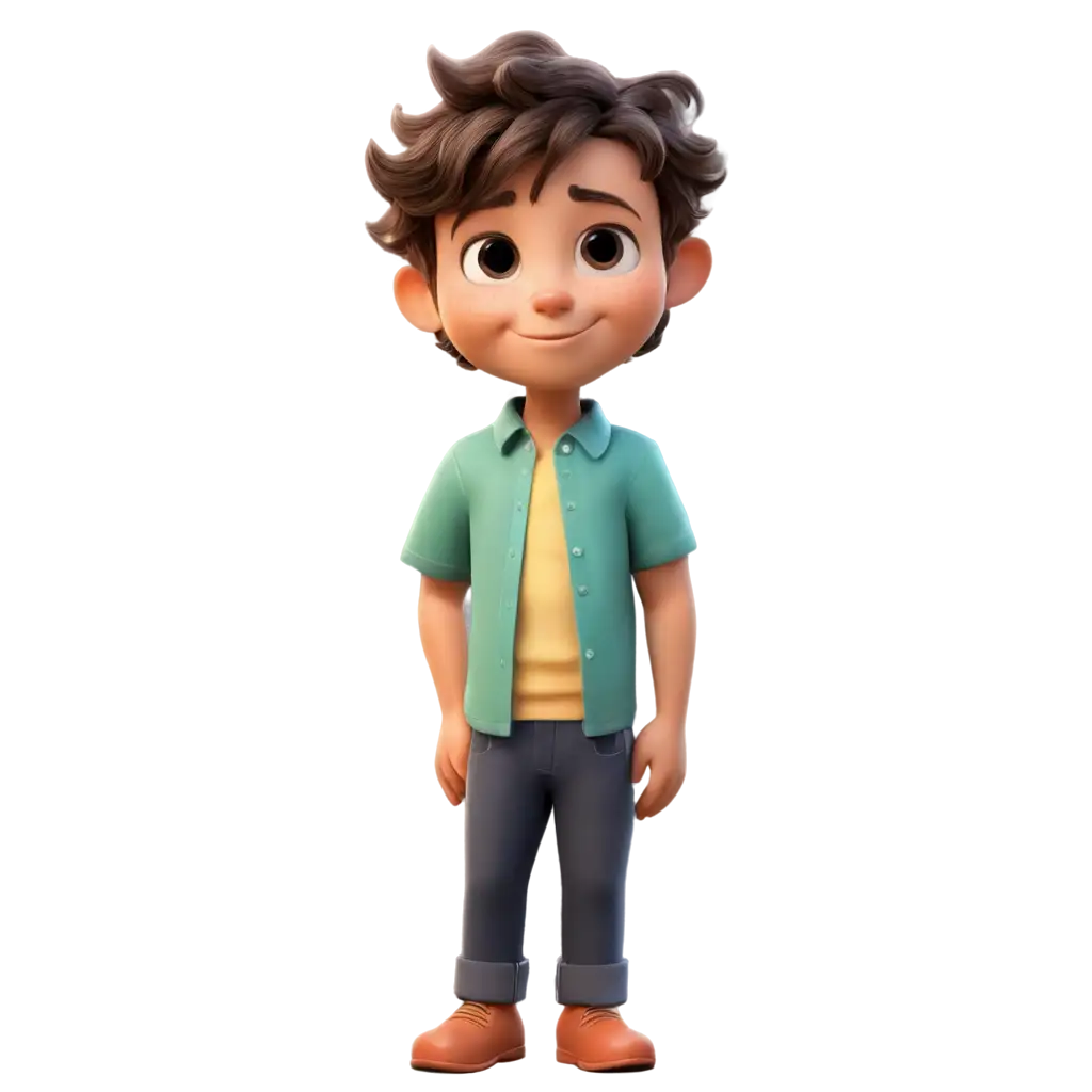 3YearOld-Boy-Cartoon-Character-in-Disney-Pixar-Style-Free-PNG-and-Clipart-Illustration