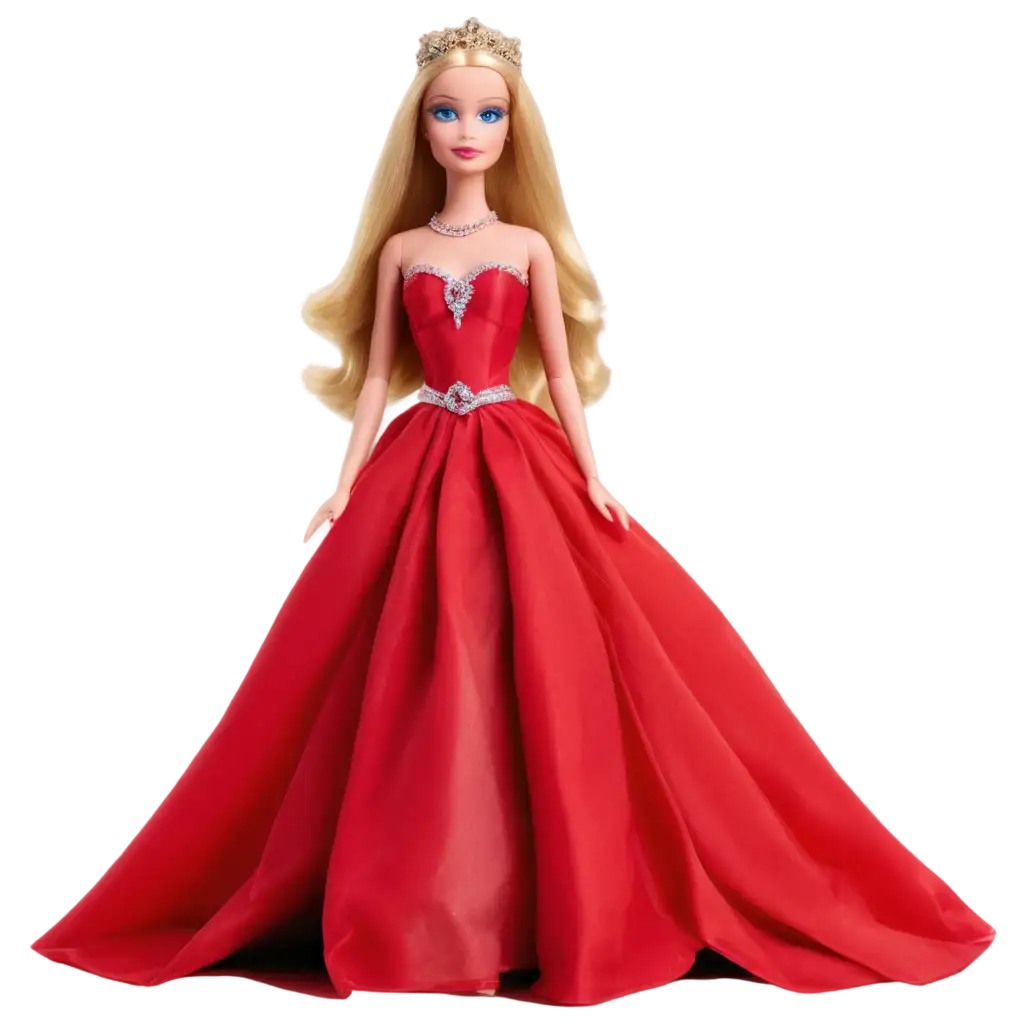 Stylish-Barbie-Doll-in-Red-Gown-PNG-Image-Elegant-Fashion-Illustration