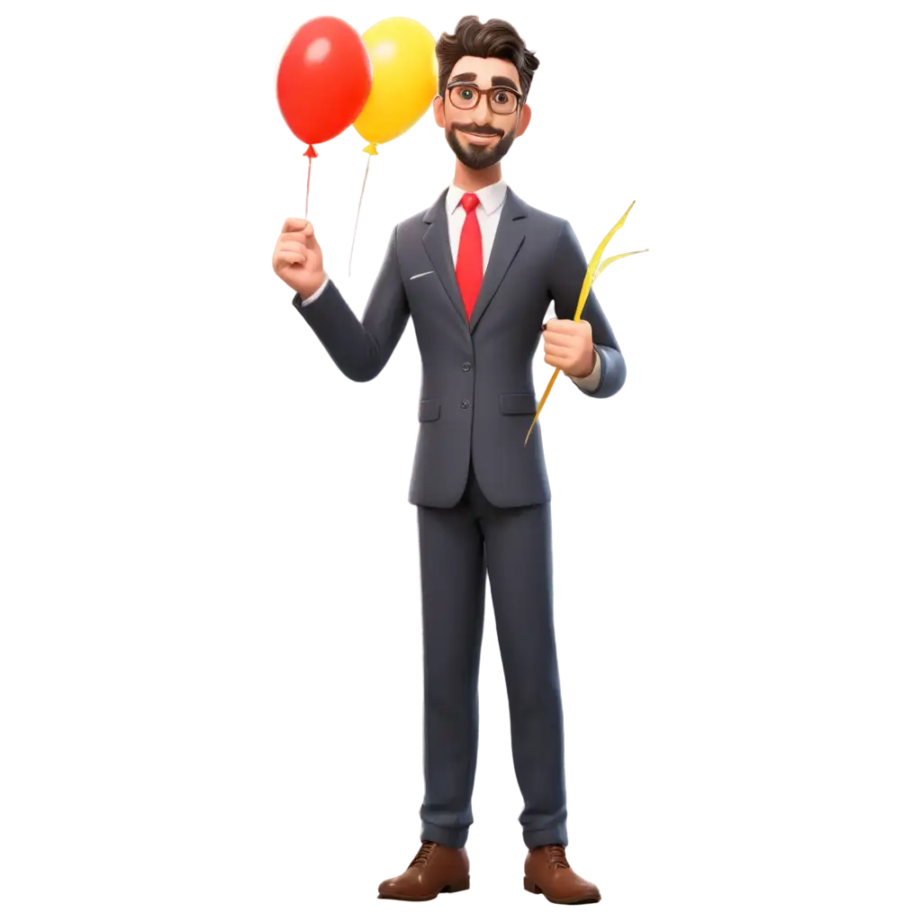 Cartoon-Male-Teacher-Holding-Balloons-HighQuality-PNG-Image-for-Versatile-Use