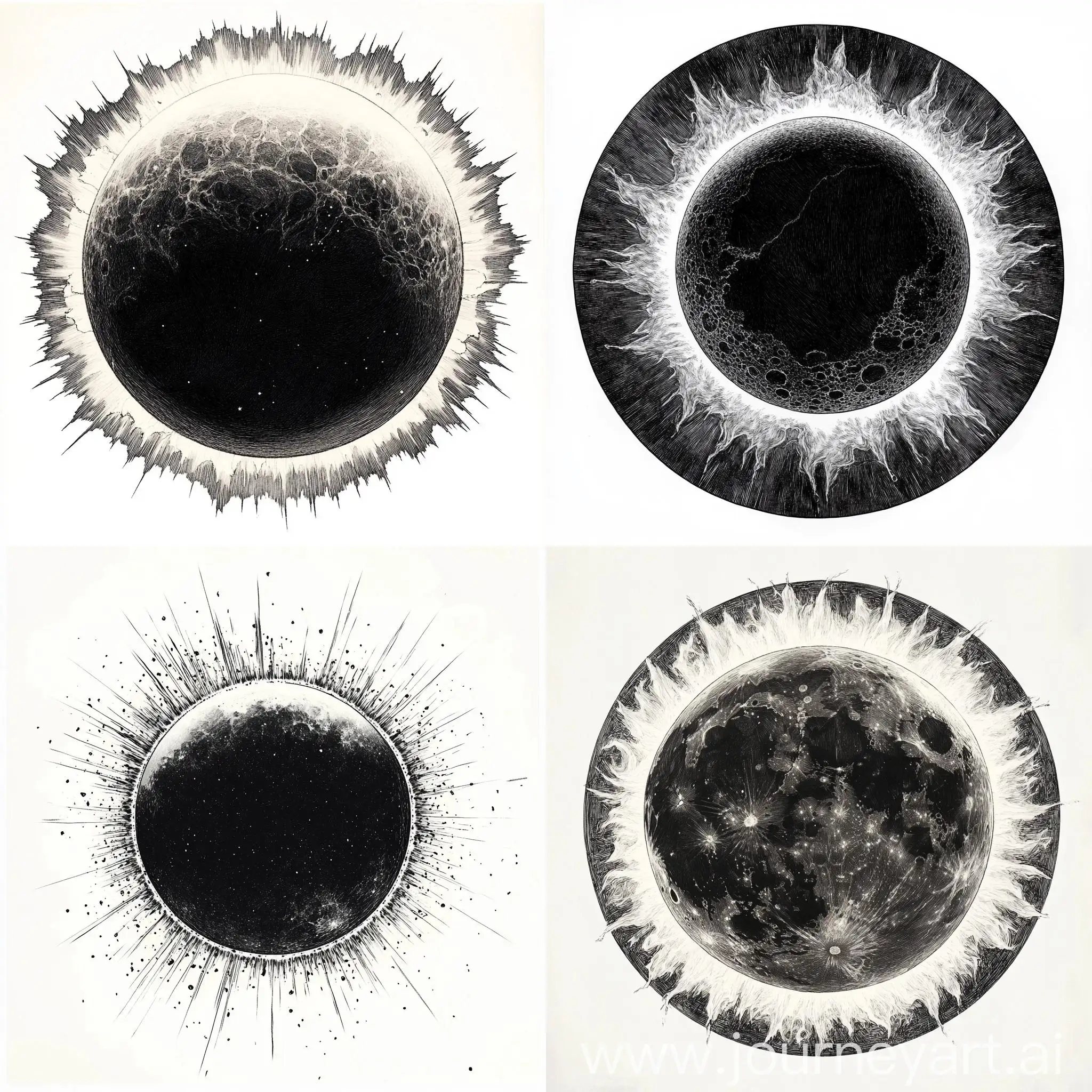 Detailed-Solar-Eclipse-Illustration-with-Moons-Cratered-Surface-and-Suns-Corona