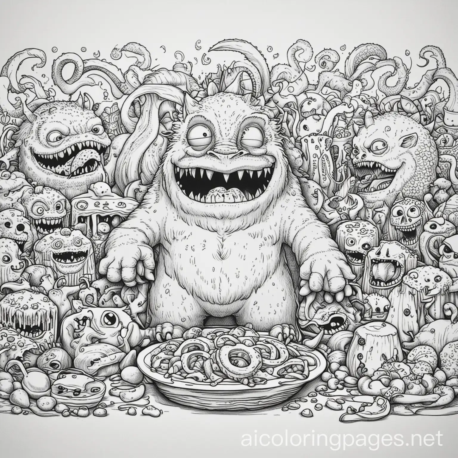 Gluttony-Monster-Coloring-Page-Black-and-White-Line-Art