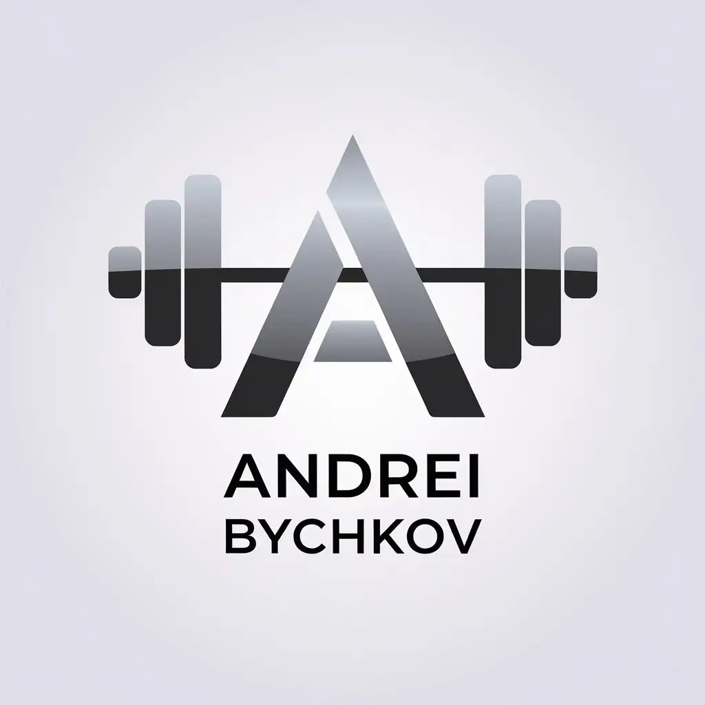 a vector logo design,with the text "Andrei Bychkov", main symbol:Metal sheet,Minimalistic,be used in Fitness industry,clear background