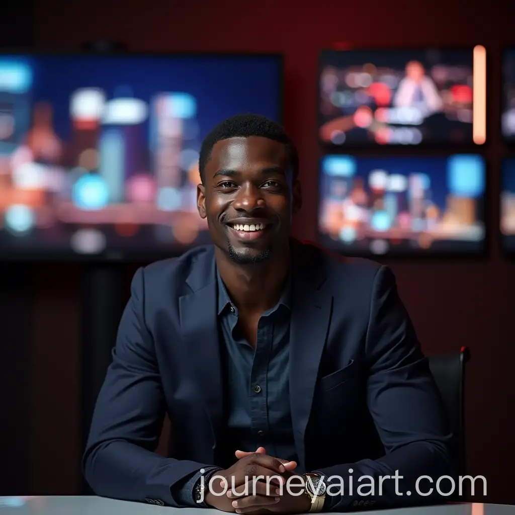 Handsome-Young-Black-Journalist-in-TV-Channel-Lounge