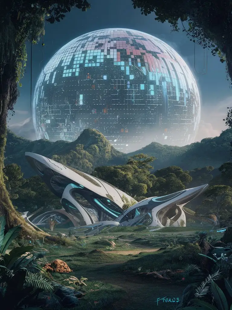 Futuristic-Forest-Under-Bubble-Moon-Realism-in-Web3-Pixels